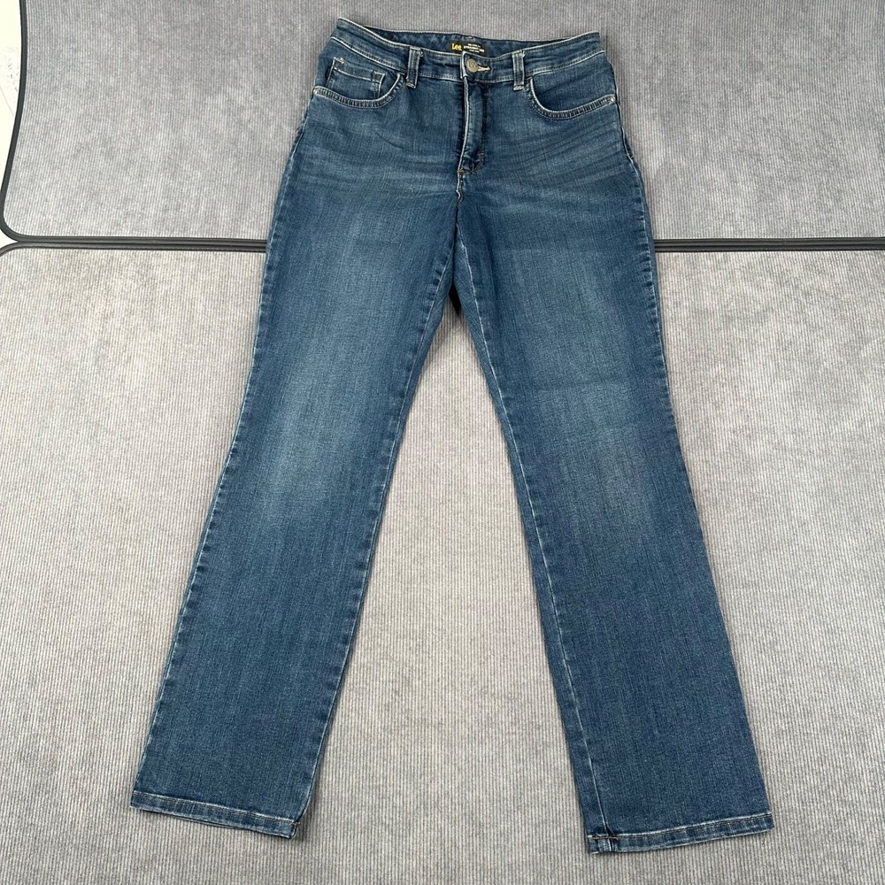 Lee Jeans Womens High Rise Straight Leg Relaxed Fit Medium Wash‎ 28x30